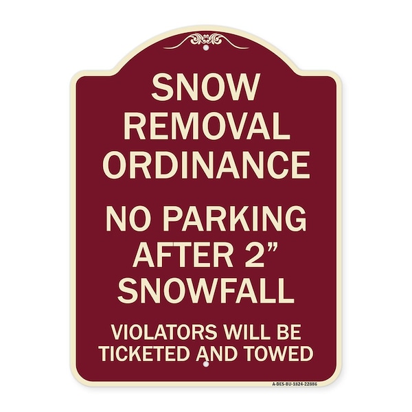 Signmission Snow Removal Ordinance No Parking After 2 Snowfall Heavy-Gauge Alum Sign, 24" x 18", BU-1824-22886 A-DES-BU-1824-22886 - main